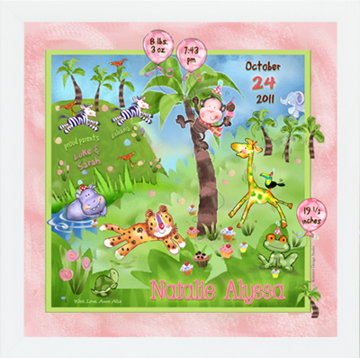 Rainforest Jungle Birthday Party Adorable Animals Very Special Newborn Gift Customized Nursery Wall Decor